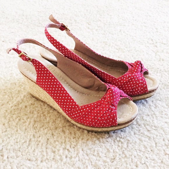Lands' End Shoes - Lands End - Slingback Espadrille Wedge - Red